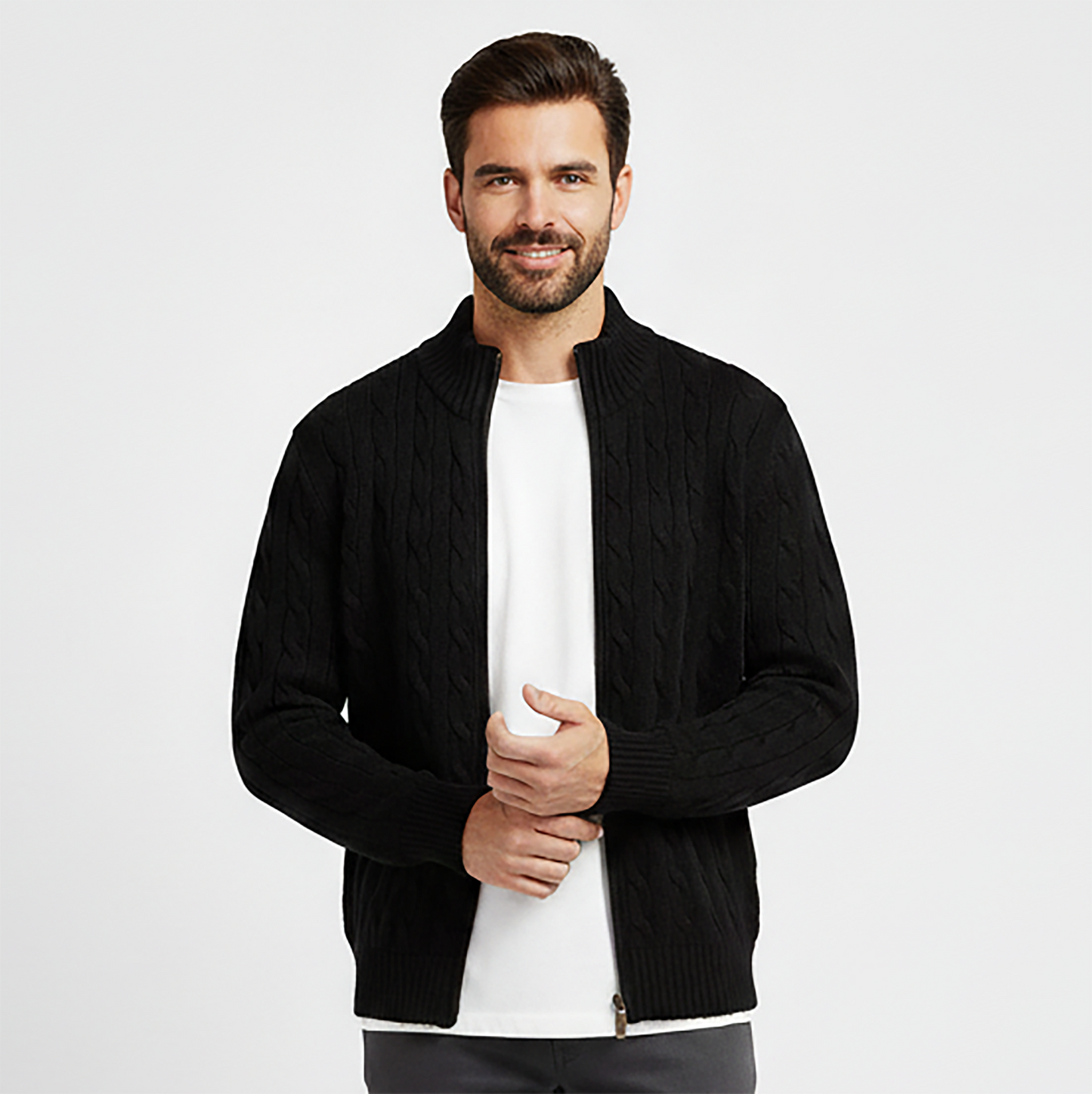 Gleam Effect Sweater Full Zipper