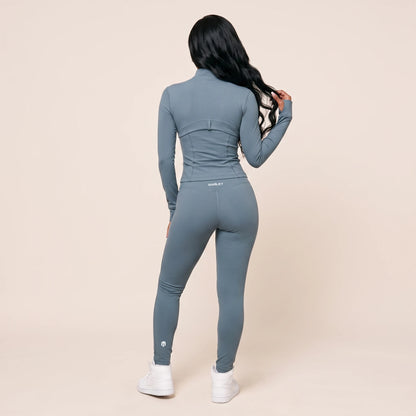 Define Cropped Jacket Ribbed Gym Suit Set