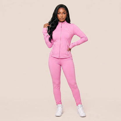 Define Cropped Jacket Ribbed Gym Suit Set
