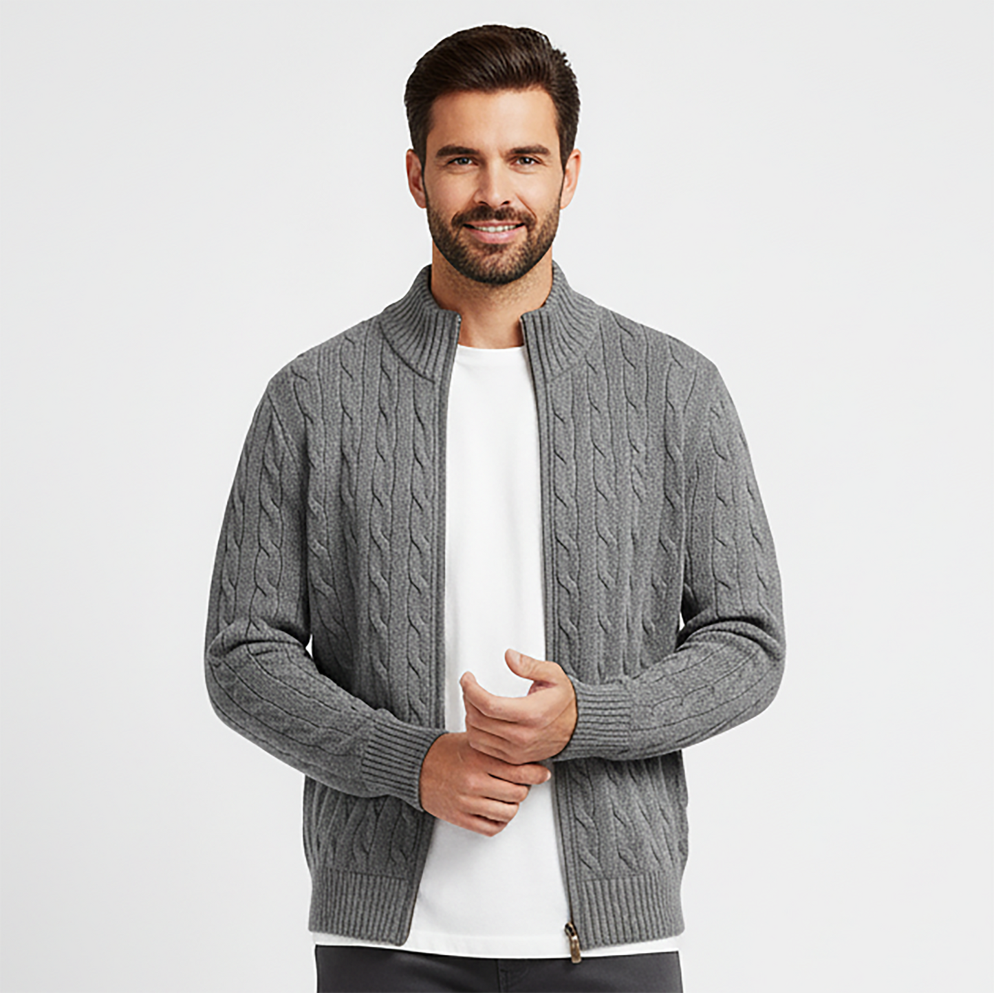 Gleam Effect Sweater Full Zipper