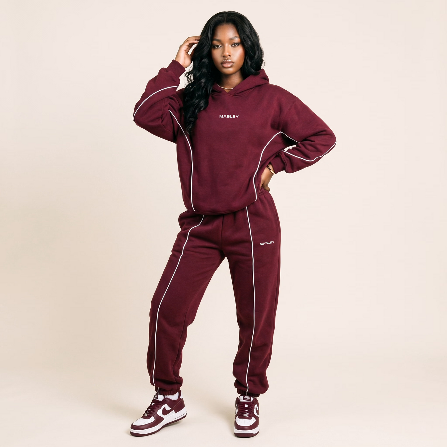 Cozy Hooded Sweater and Contrastline Vista Joggers Set