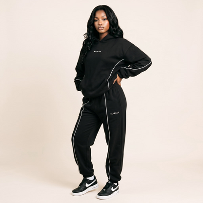 Cozy Hooded Sweater and Contrastline Vista Joggers Set