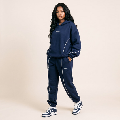 Cozy Hooded Sweater and Contrastline Vista Joggers Set