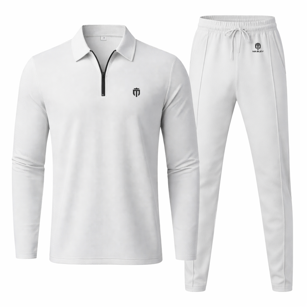 Men's Casual Polo Quarter Zip Suit Sets