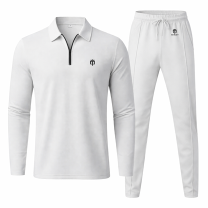 Men's Casual Polo Quarter Zip Suit Sets