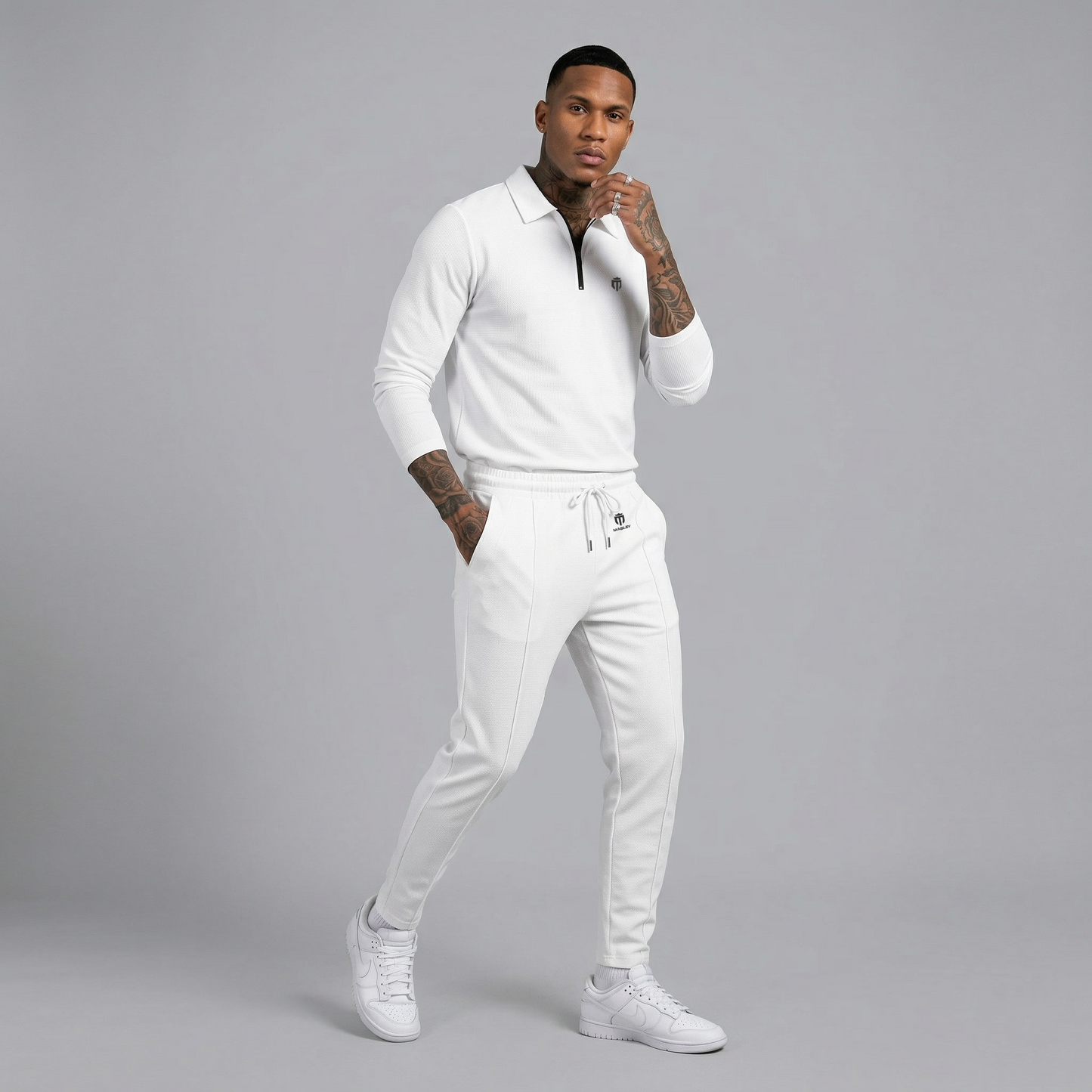 Men's Casual Polo Quarter Zip Suit Sets
