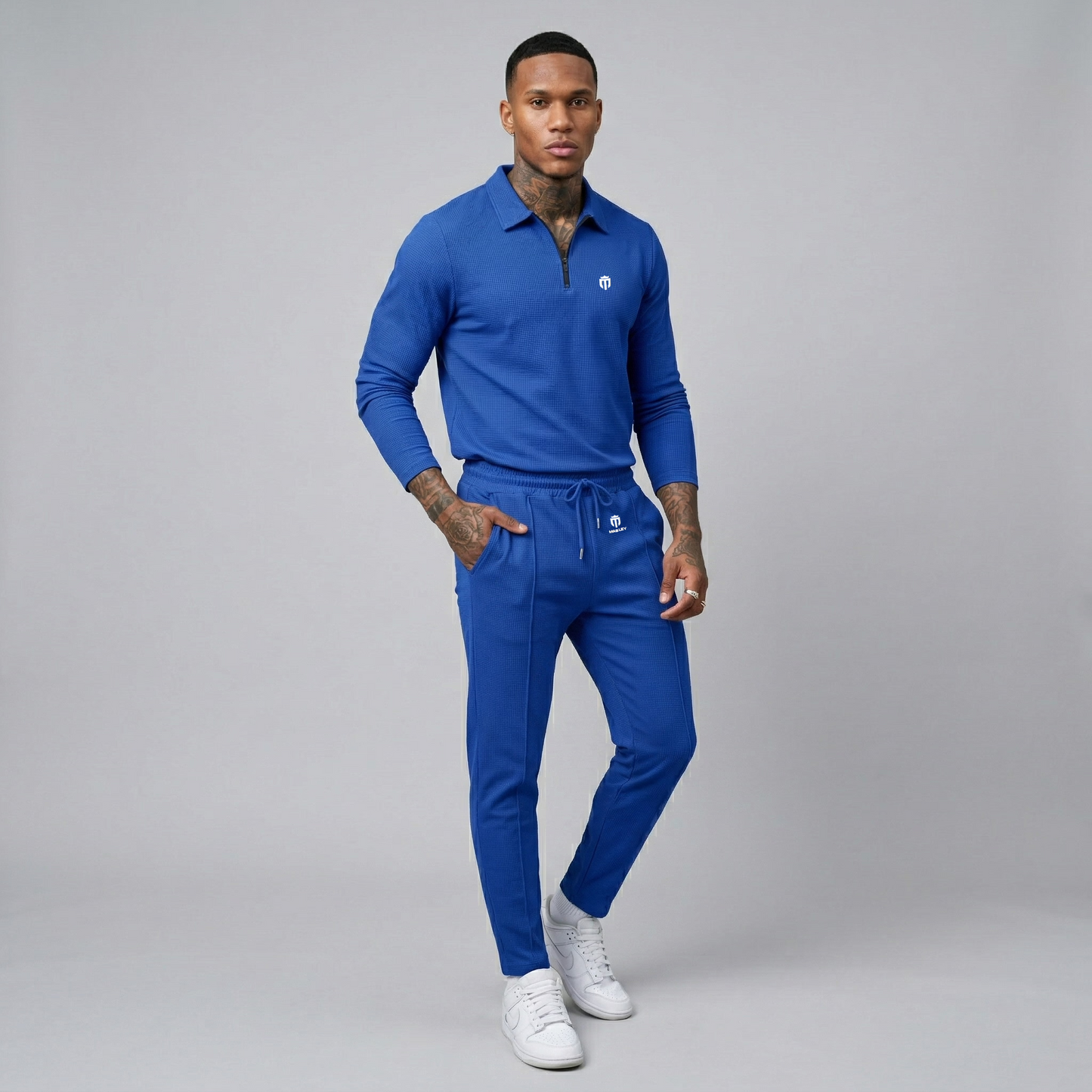 Men's Casual Polo Quarter Zip Suit Sets