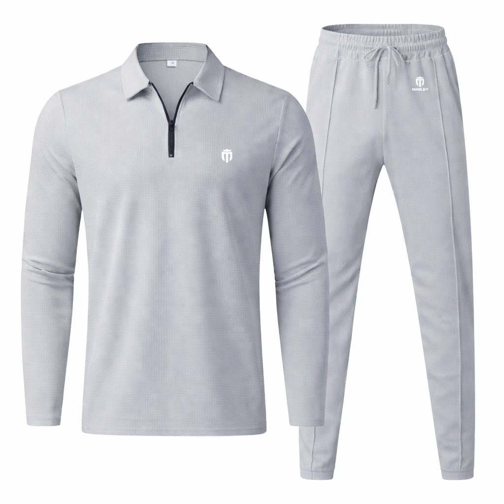 Men's Casual Polo Quarter Zip Suit Sets