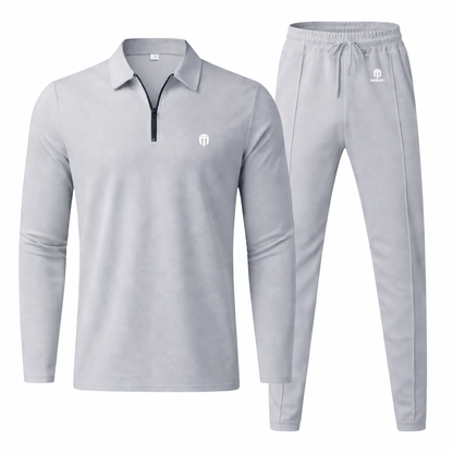 Men's Casual Polo Quarter Zip Suit Sets