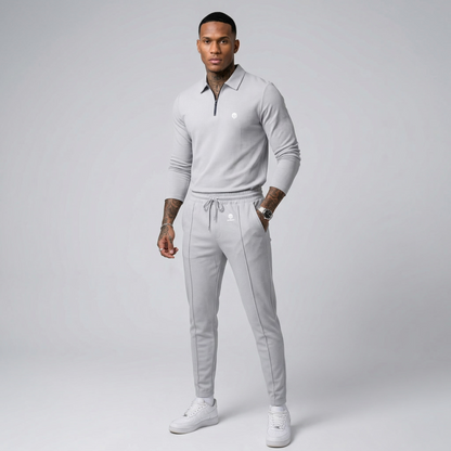Men's Casual Polo Quarter Zip Suit Sets