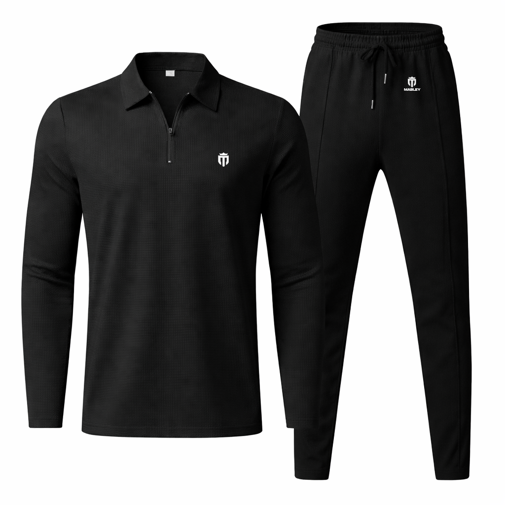 Men's Casual Polo Quarter Zip Suit Sets