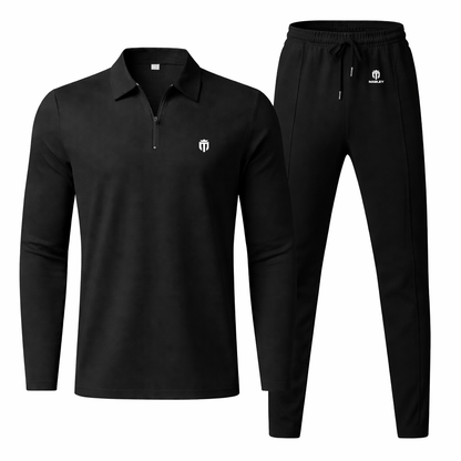 Men's Casual Polo Quarter Zip Suit Sets