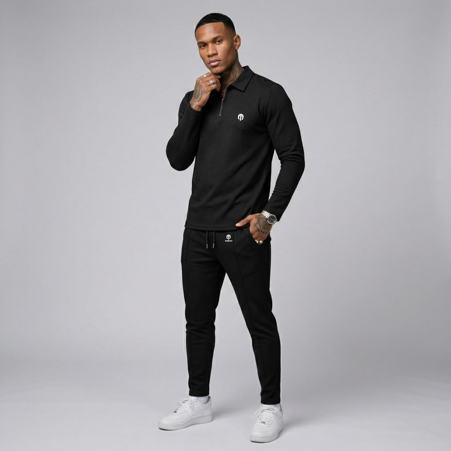 Men's Casual Polo Quarter Zip Suit Sets