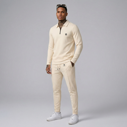 Men's Casual Polo Quarter Zip Suit Sets