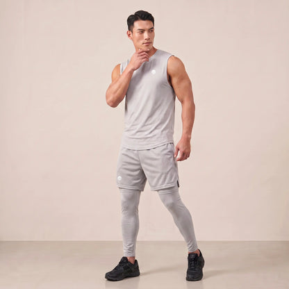Mens Flex Vest & Running Shorts With Compression Legging 3 in 1 Set