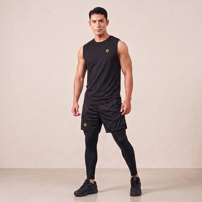 Mens Flex Vest & Running Shorts With Compression Legging 3 in 1 Set
