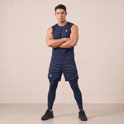 Mens Flex Vest & Running Shorts With Compression Legging 3 in 1 Set