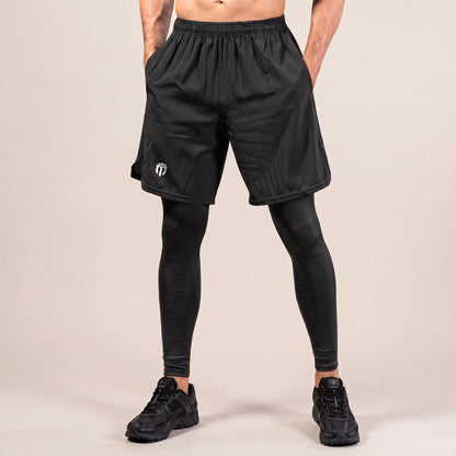 Mens Flex Vest & Running Shorts With Compression Legging 3 in 1 Set