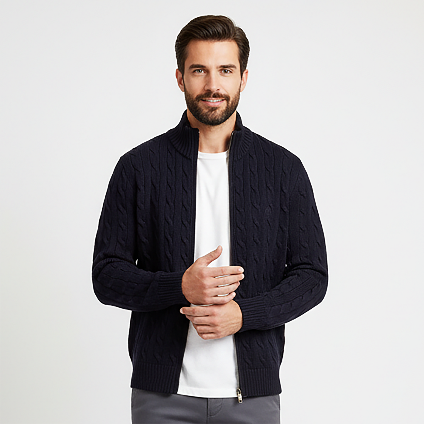 Gleam Effect Sweater Full Zipper